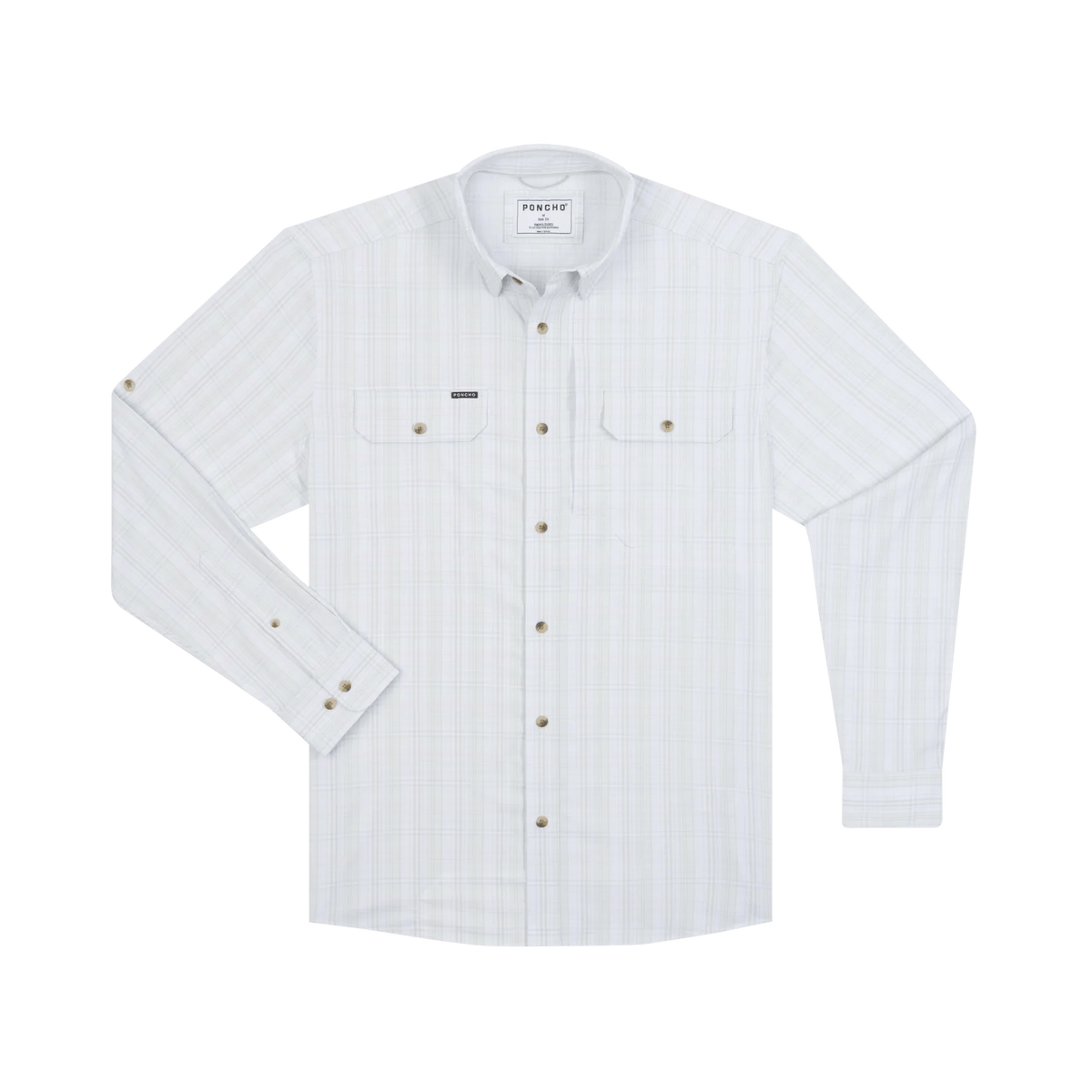 Poncho The Dunes Poncho Light Grey and Green Plaid / M Men's Long Sleeve Button Down Shirts Rivers and Glen Trading Co