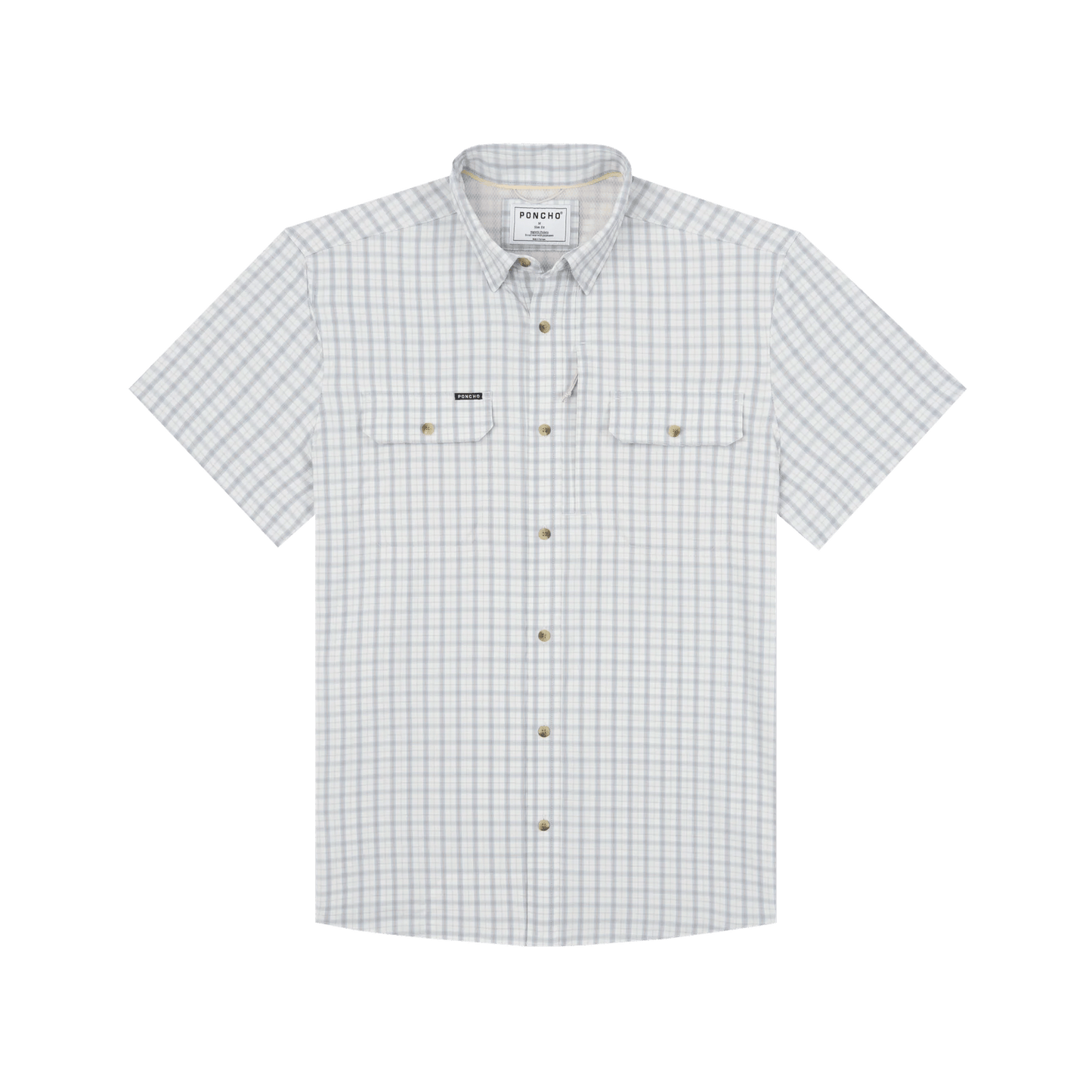 Poncho The Lamar Valley Poncho Light Blue and Red Clay Plaid / M Men's Short Sleeve Button Down Shirts Rivers and Glen Trading Co