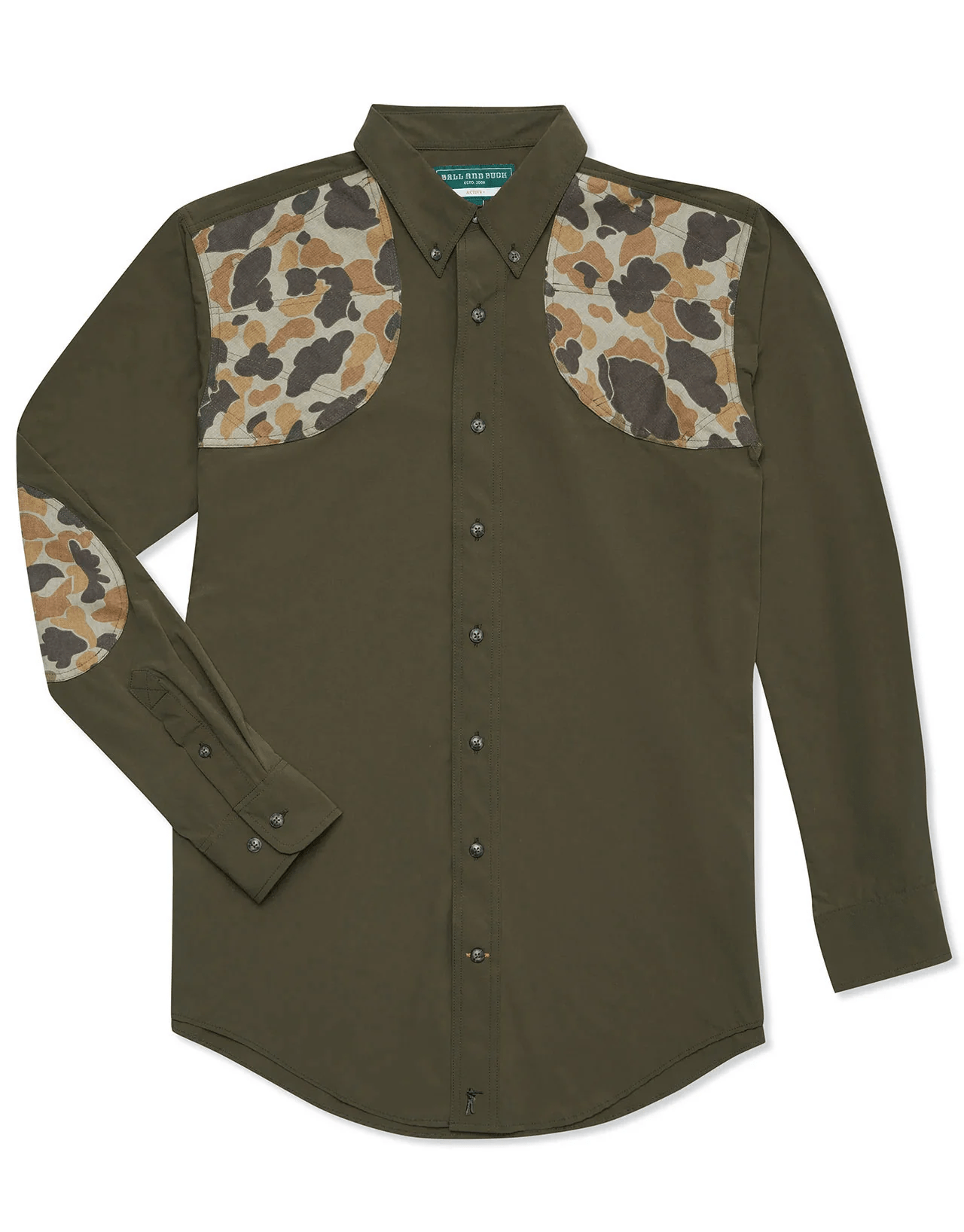 Ball and Buck Active+ Field Shirt Ball and Buck Olive/Original Camo / XXL Men's Long Sleeve Hunting Shirts Rivers and Glen Trading Co