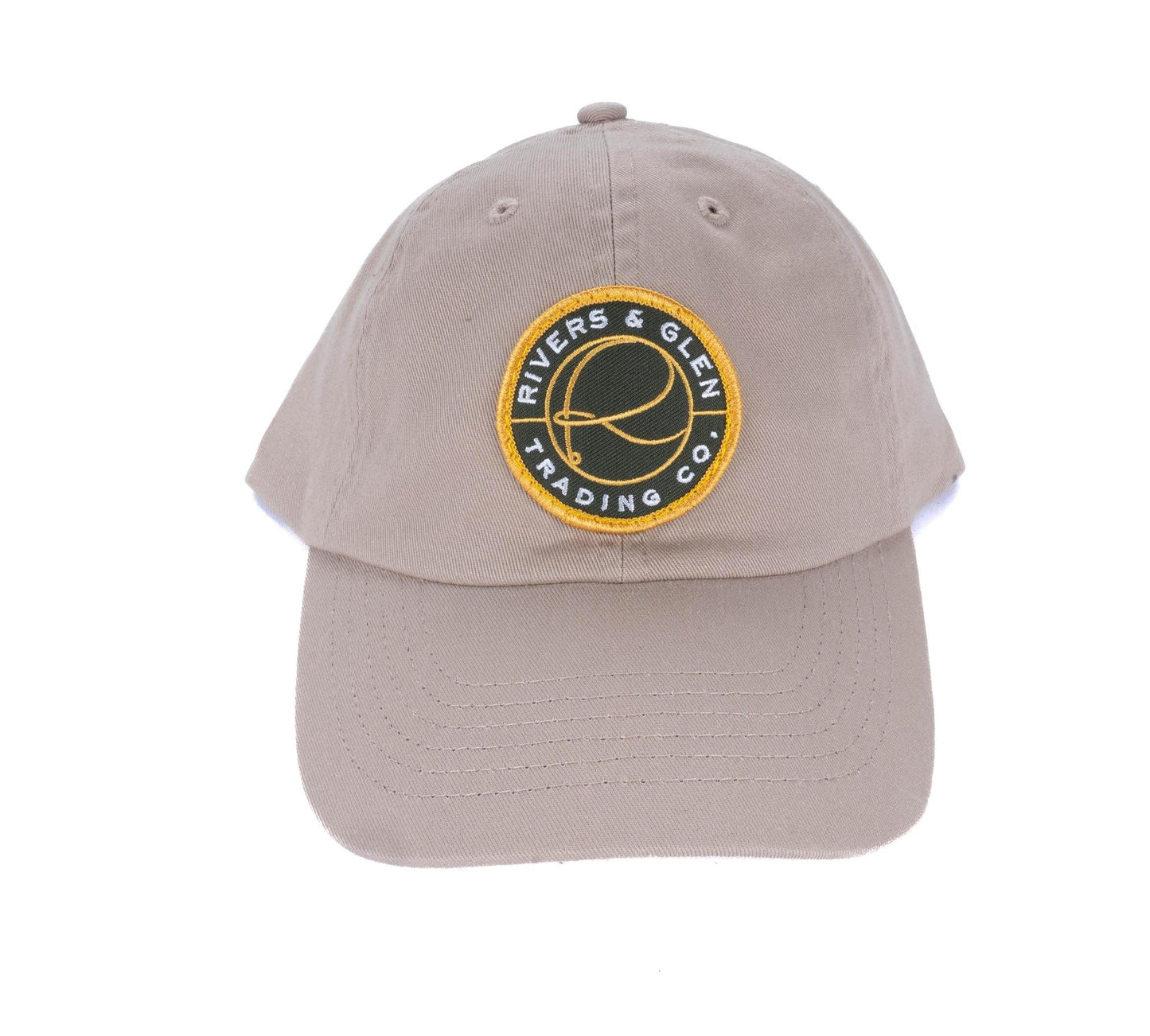 R&G Logo Dad Hats Rivers and Glen Trading Co. Hats Khaki Green/Gold Patch Headwear Rivers and Glen Trading Co