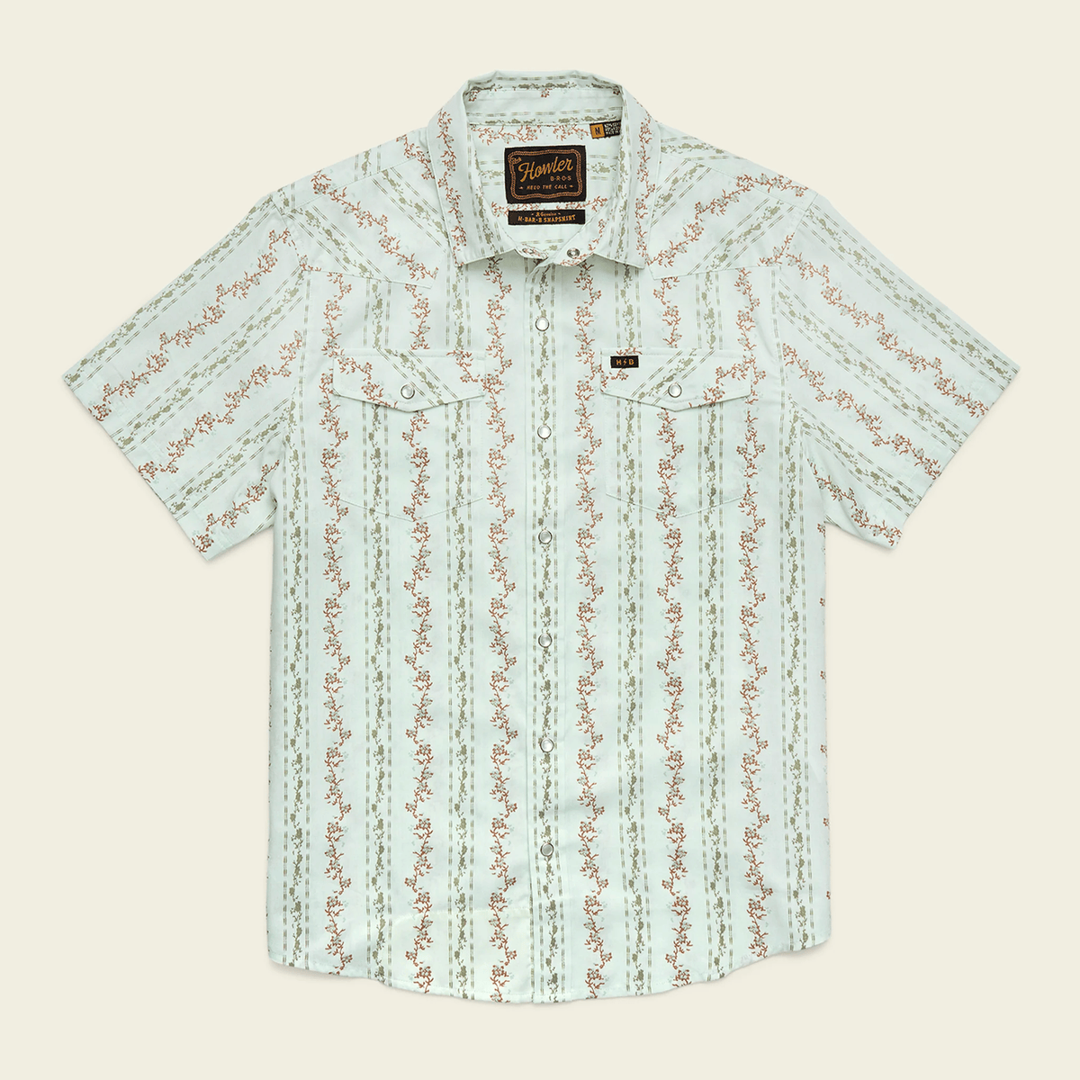 Howler Brothers H Bar B Snapshirt Howler Brothers Hibiscus Ribbons : Mint / L Men's Short Sleeve Button Down Shirts Rivers and Glen Trading Co