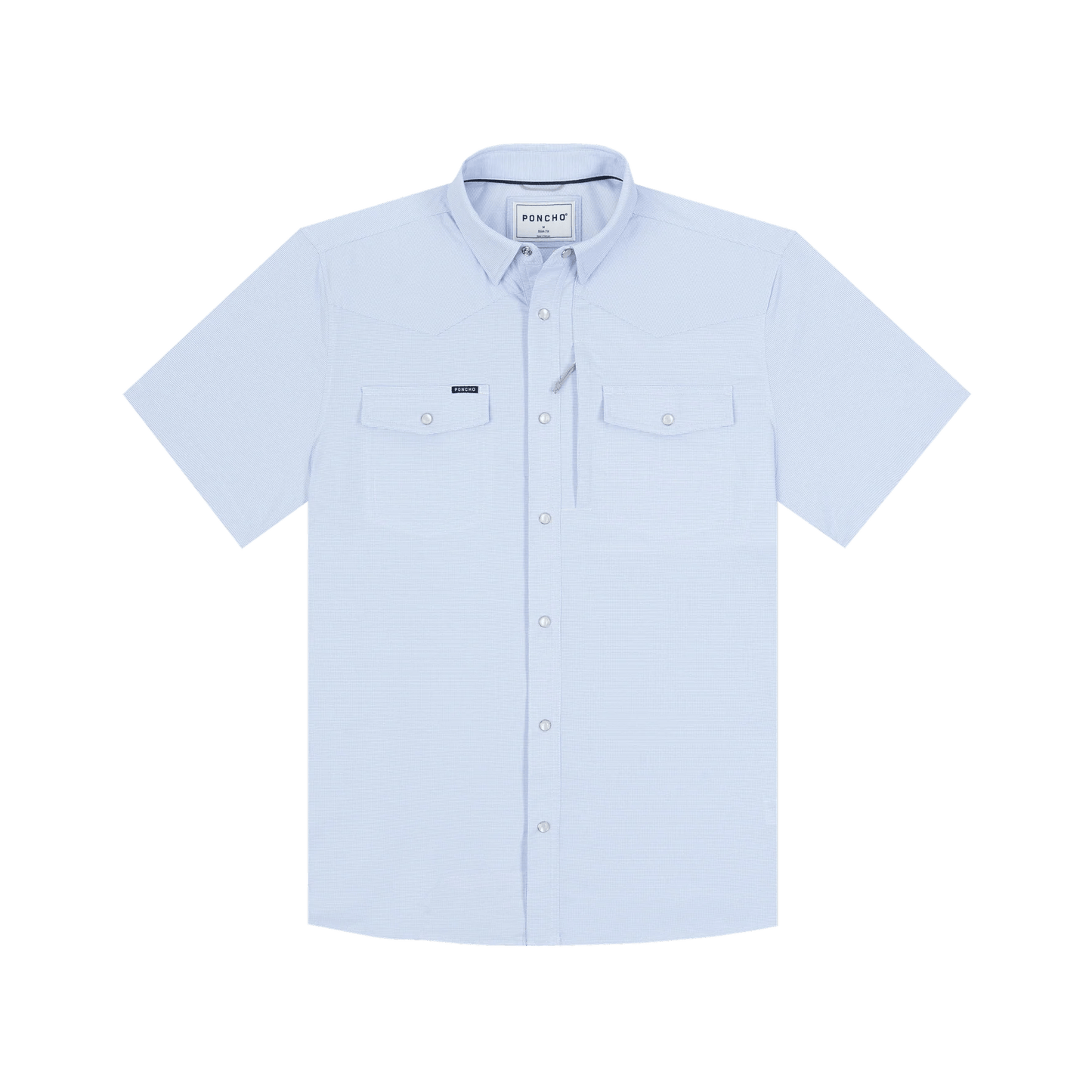 Poncho The Padre Poncho Blue Micro Check / M Men's Short Sleeve Button Down Shirts Rivers and Glen Trading Co