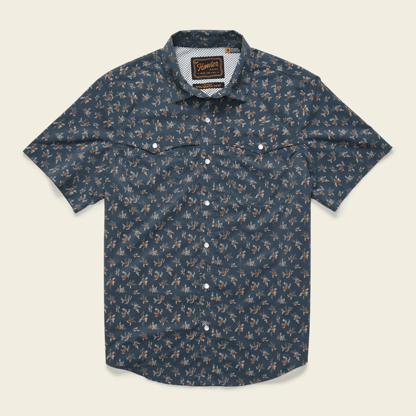 Howler Brothers Open Country Tech Shirt Howler Brothers Rancher Floral : Dark Slate / XL Men's Short Sleeve Button Down Shirts Rivers and Glen Trading Co