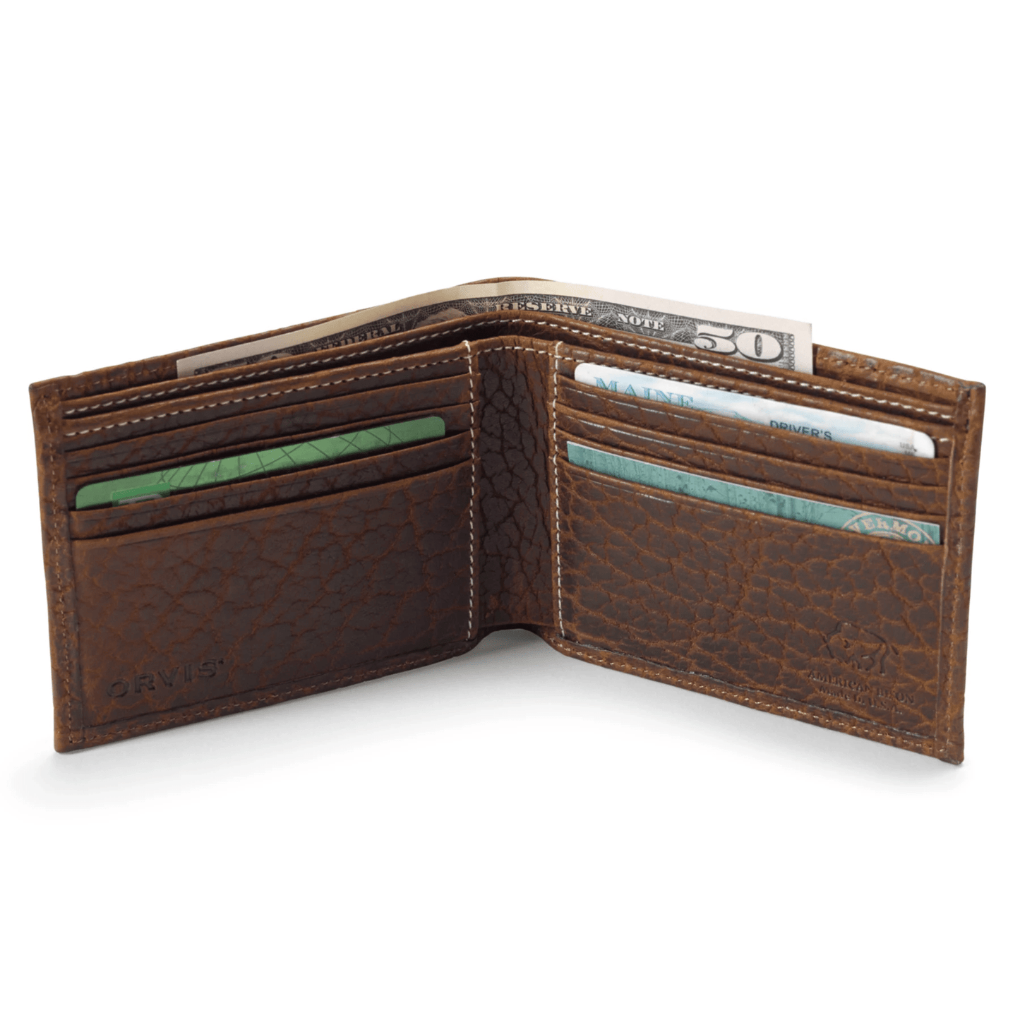 Orvis Tucson Bison Billfold Orvis Cognac Wallets Rivers and Glen Trading Co