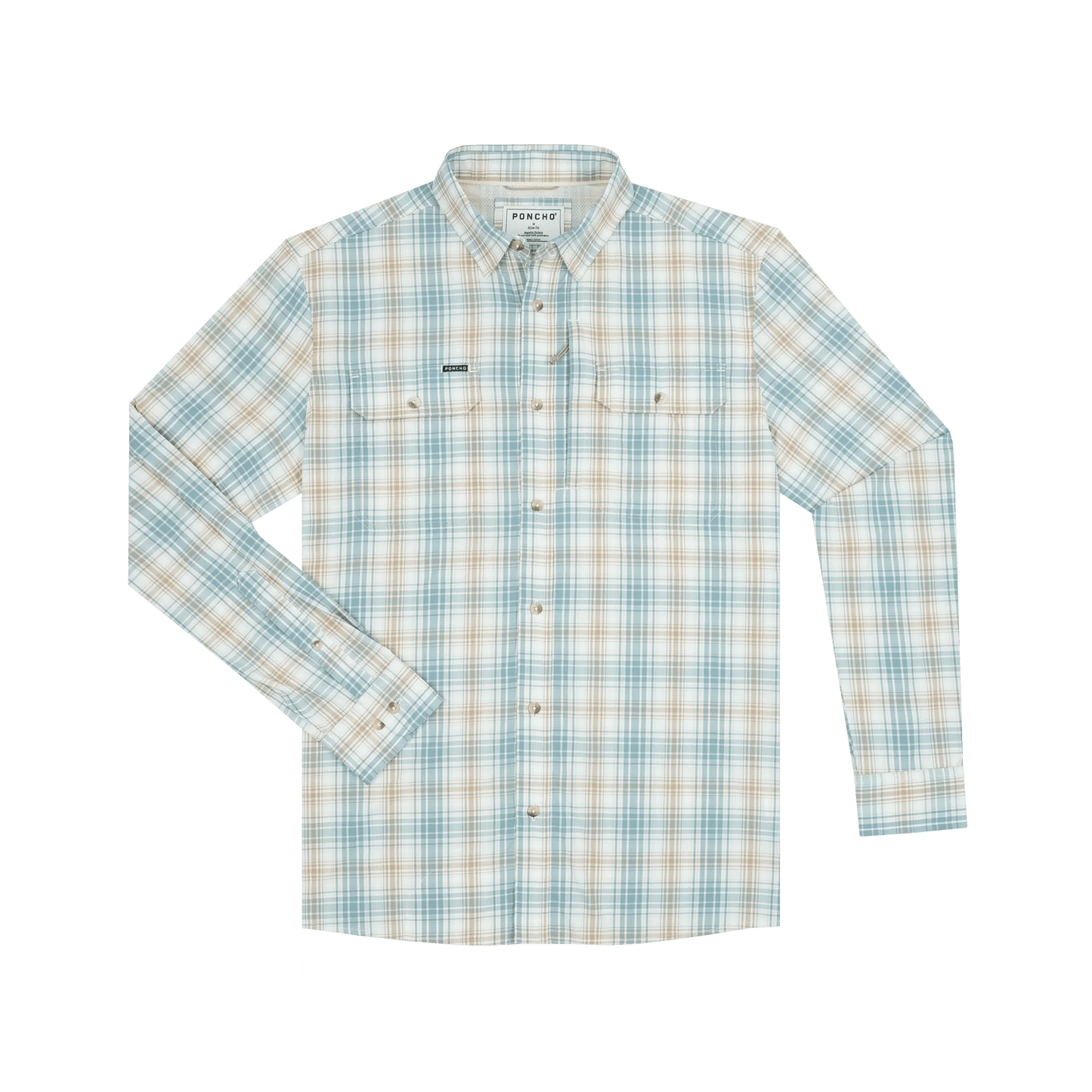 Poncho The Nervous Water Poncho Brown and Green Plaid / M Men's Long Sleeve Button Down Shirts Rivers and Glen Trading Co