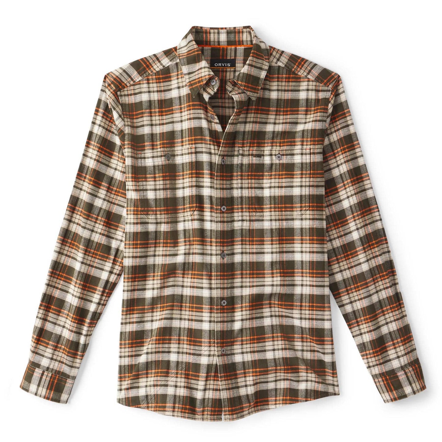 Orvis Flat Creek Tech Flannel Orvis Ivy/Shiitake / LG Men's Long Sleeve Button Down Shirts Rivers and Glen Trading Co