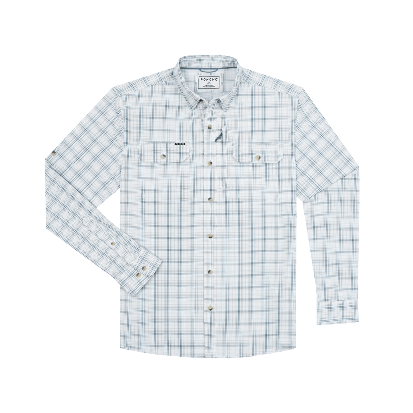 Poncho The Silver King Poncho Slate and Silver Plaid / M Men's Long Sleeve Button Down Shirts Rivers and Glen Trading Co