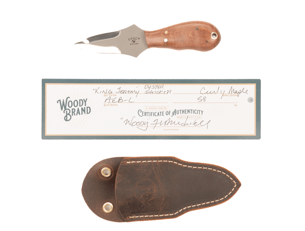 Woody Handmade Cutlery "King Jeremy" Oyster Shucker Woody Handmade Cutlery Curly Maple (14) Knives Rivers and Glen Trading Co