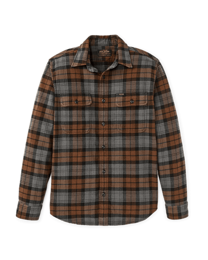 Filson Vintage Flannel Work Shirt Filson Brown/Charcoal Plaid / L Men's Long Sleeve Button Down Shirts Rivers and Glen Trading Co