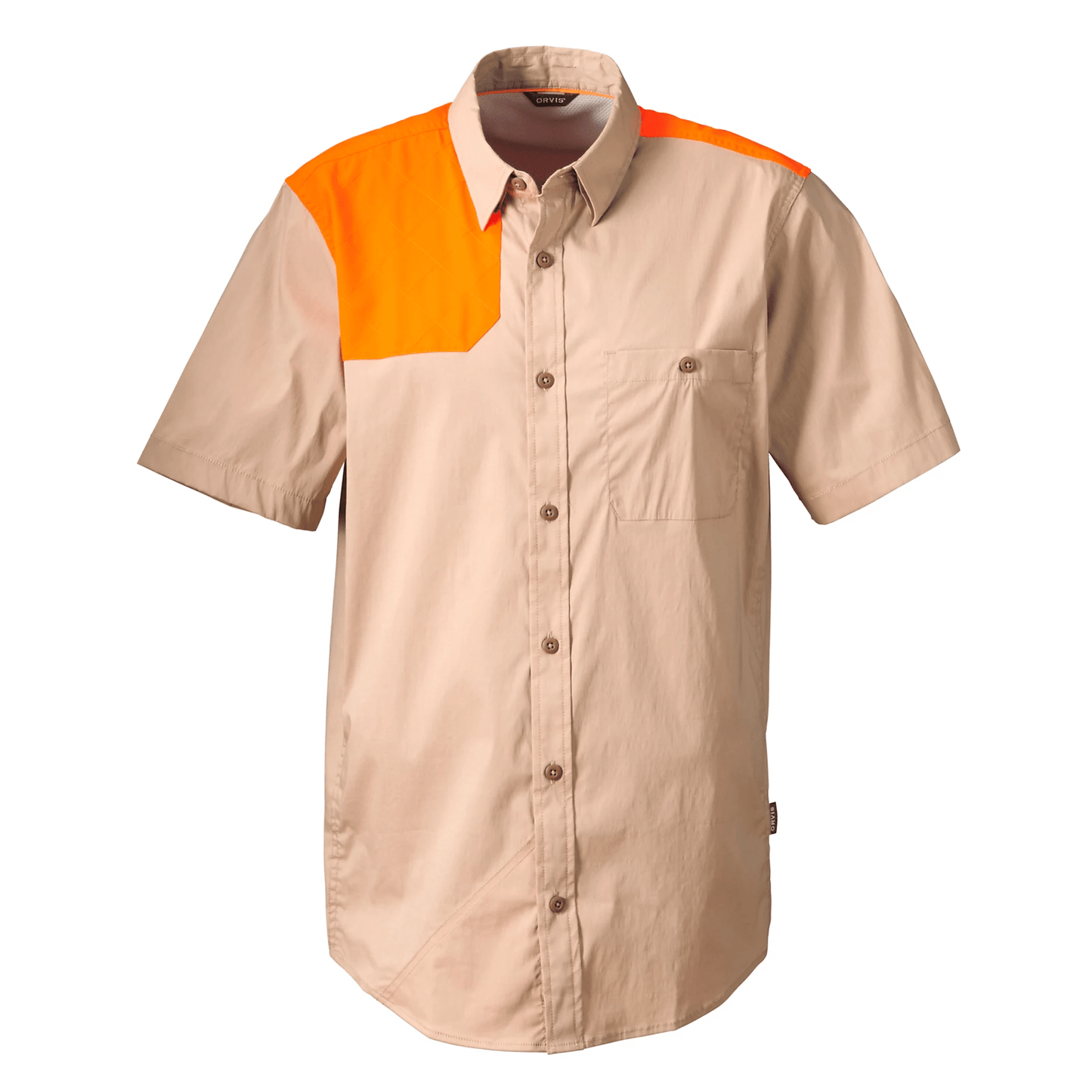 Orvis SS Featherweight Shooting Shirt (New) Orvis Sand/Blaze / XL Men's Short Sleeve Shooting Shirts Rivers and Glen Trading Co