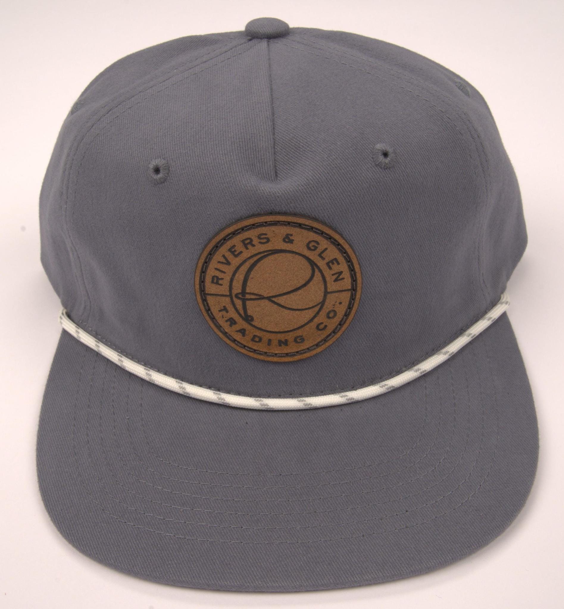 R&G Rope Hat Vintage Navy/White Leather Patch 256 Rivers & Glen Trading Co. Hats VintageNavy/White/LeatherPatch/256L Headwear Rivers and Glen Trading Co