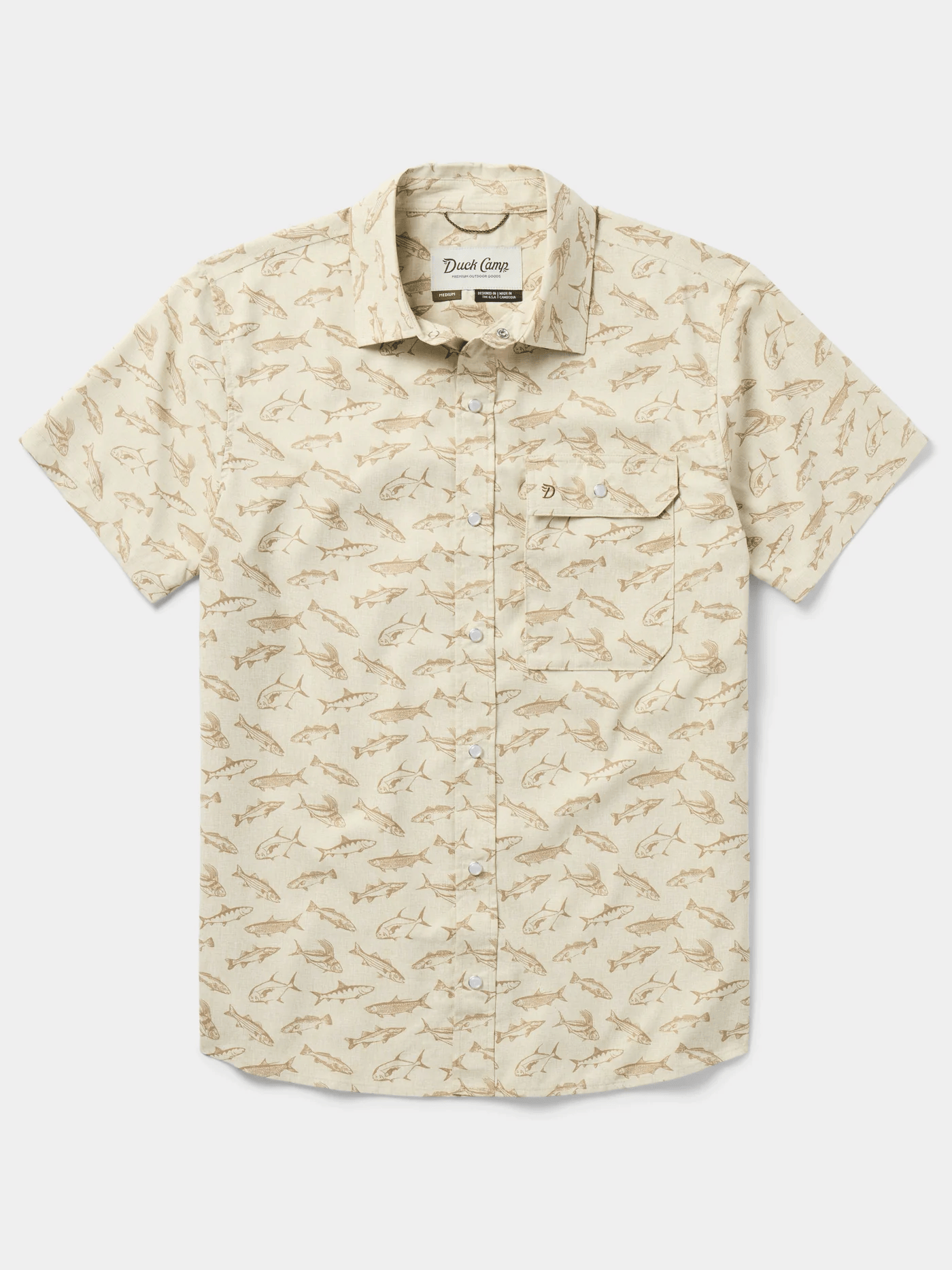 Duck Camp Men's Brrr Performance Shirt Short Sleeve Duck Camp Sand Dollar Coastal Frenzy / L Men's Short Sleeve Button Down Shirts Rivers and Glen Trading Co