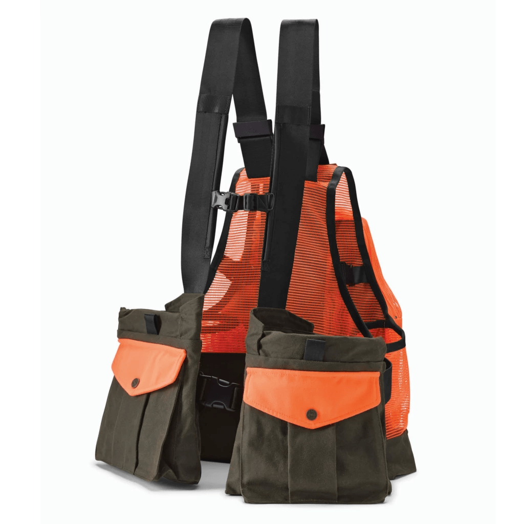Orvis Waxed Cotton Strap Vest Orvis Olive Blaze / M/L Men's Shooting Vests Rivers and Glen Trading Co