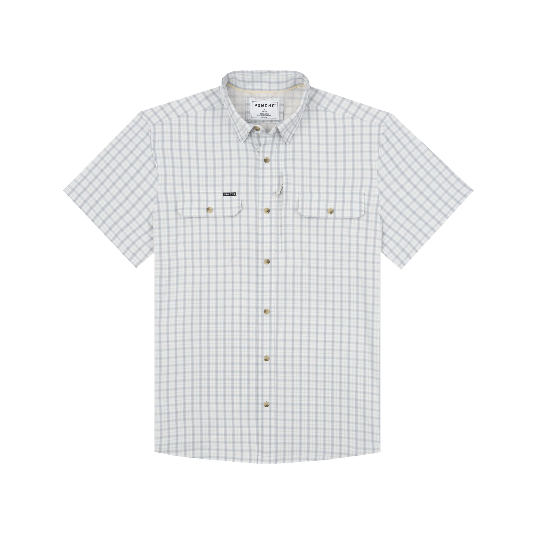 Poncho The Lamar Valley Poncho Light Blue and Red Clay Plaid / M Men's Short Sleeve Button Down Shirts Rivers and Glen Trading Co