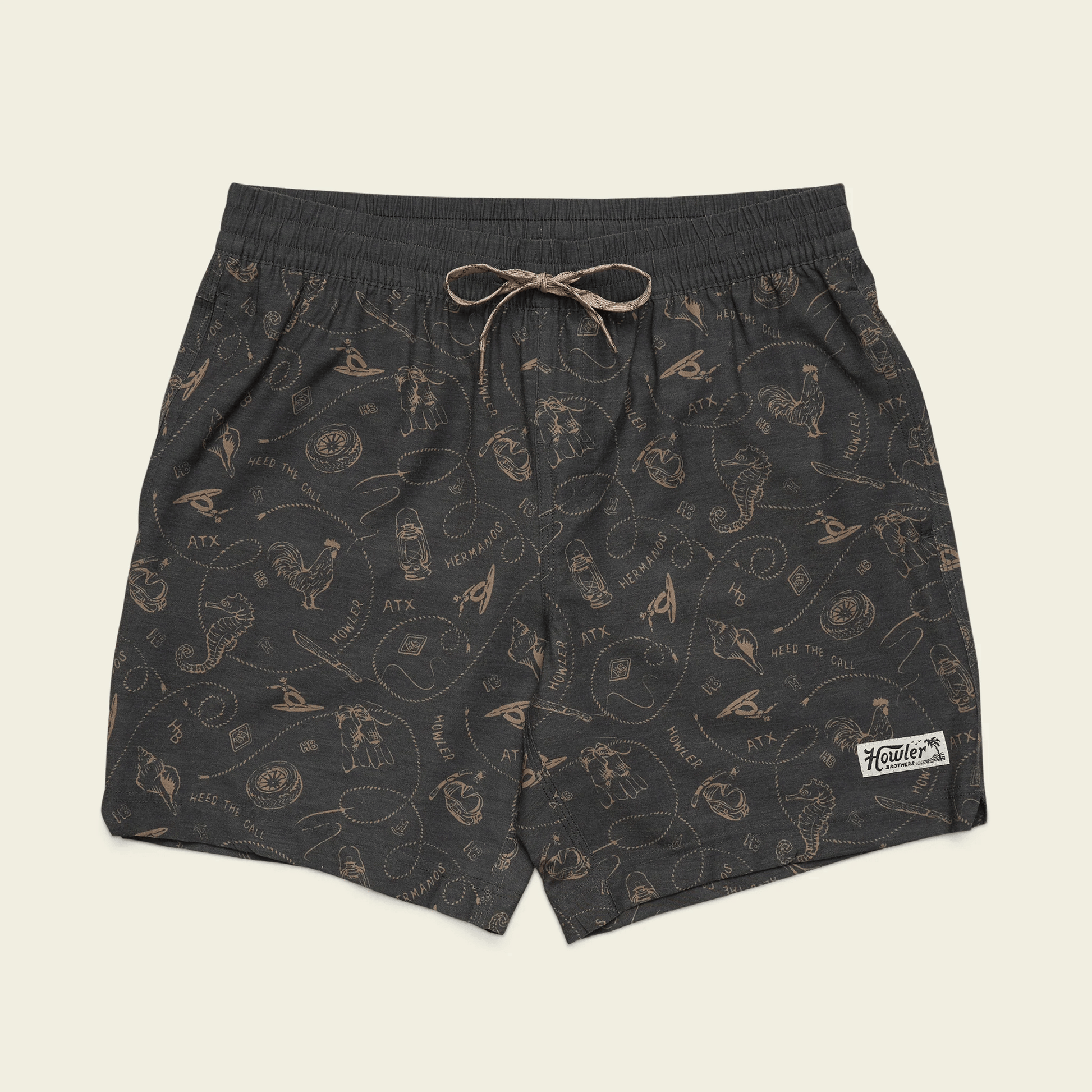 Howler Brothers Deep Set Boardshorts Howler Brothers Sea Rodeo : Antique Black / XL Men's Shorts Rivers and Glen Trading Co