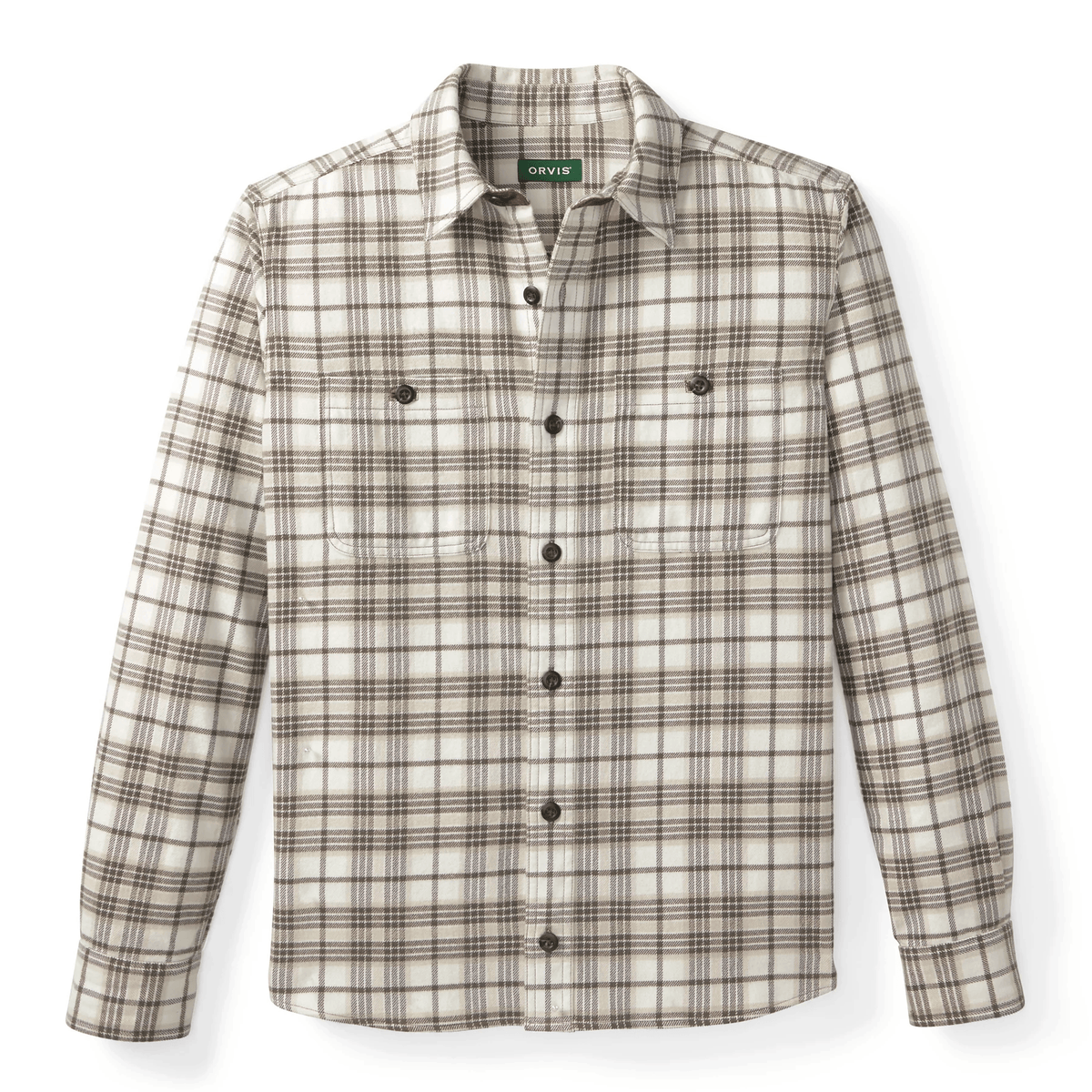 Orvis Men's Perfect Flannel Shirt Orvis SN/MHRMPLD / XL Men's Long Sleeve Button Down Shirts Rivers and Glen Trading Co