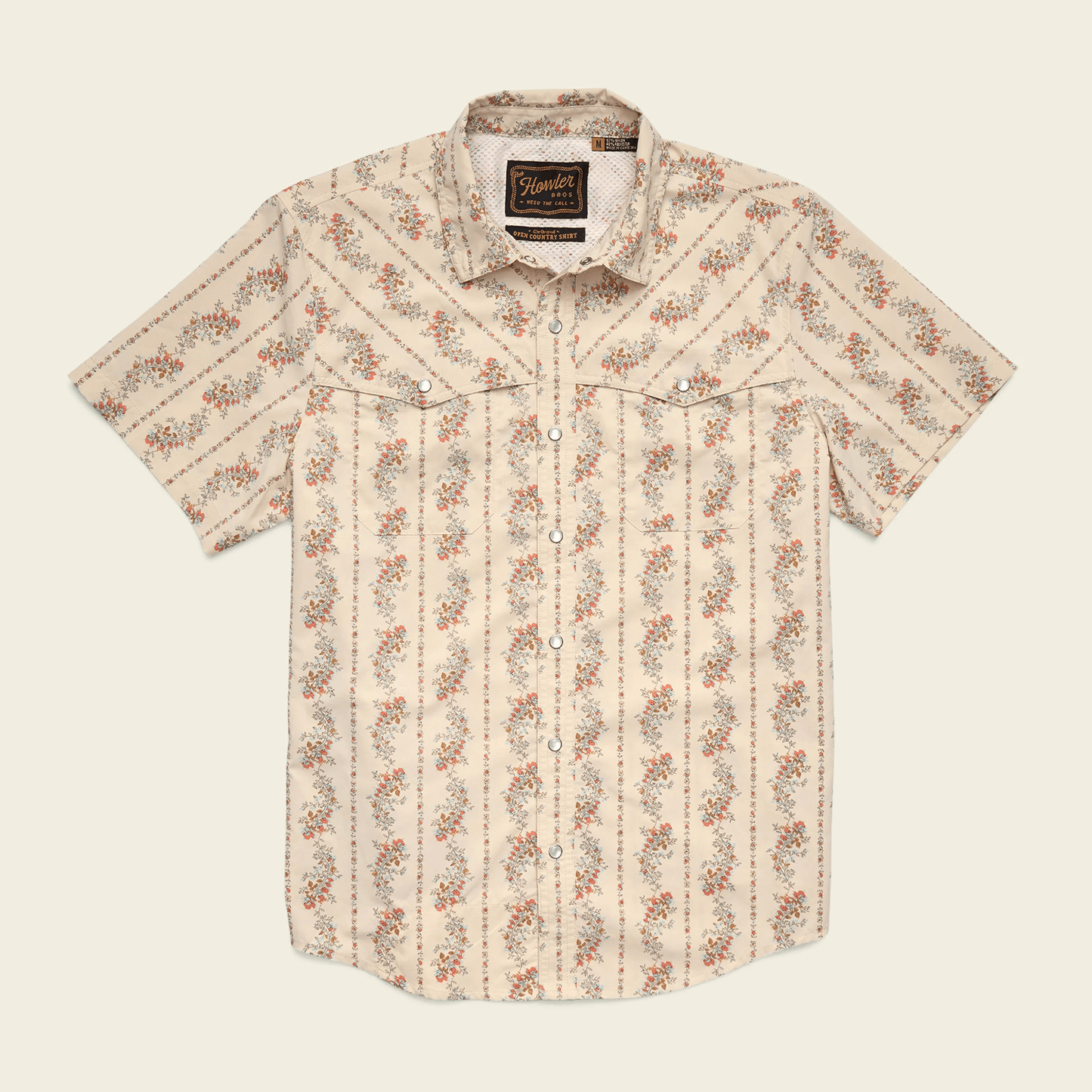 Howler Brothers Open Country Tech Shirt Howler Brothers Grampa's Curtains : Natural / L Men's Short Sleeve Button Down Shirts Rivers and Glen Trading Co