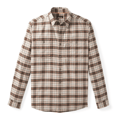 Orvis Flat Creek Tech Flannel Orvis Mushroom/Ember Plaid / L Men's Long Sleeve Button Down Shirts Rivers and Glen Trading Co