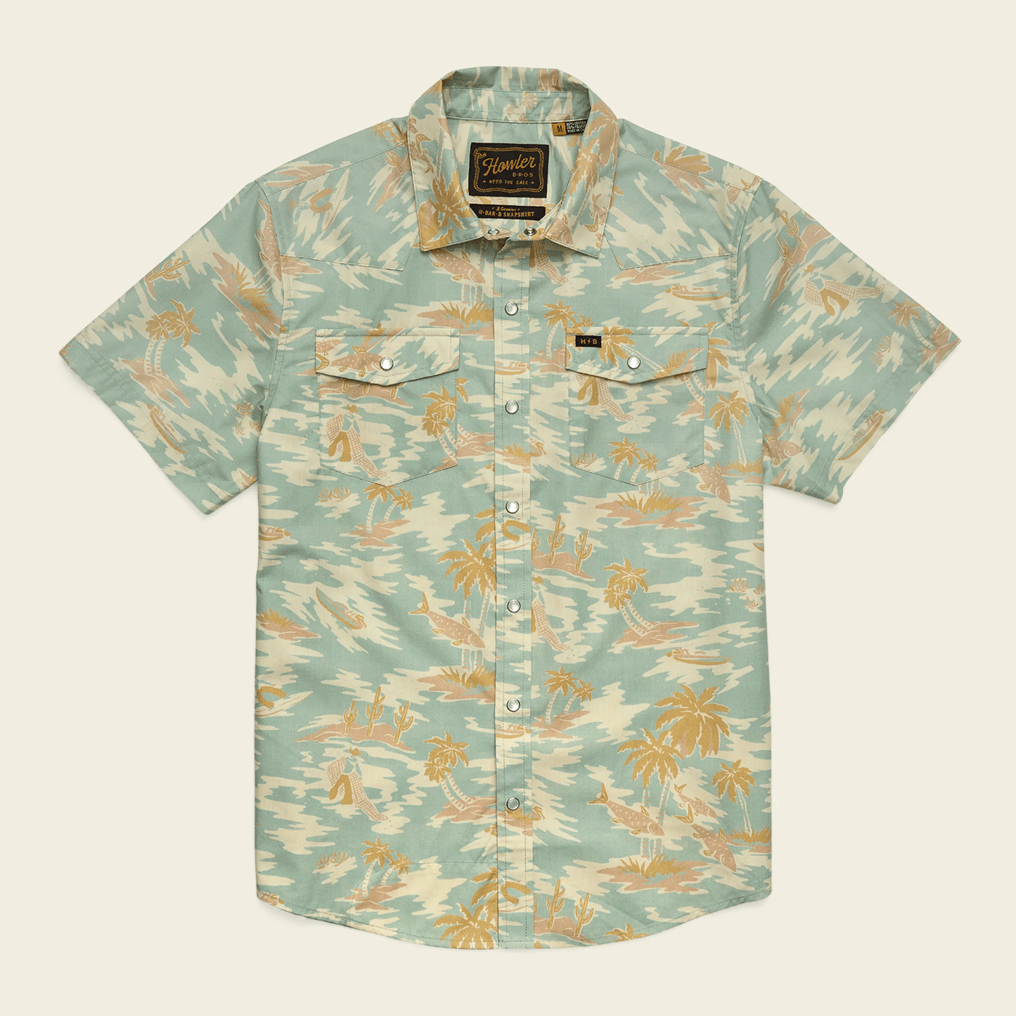 Howler Brothers H Bar B Snapshirt Howler Brothers Dreamland : Seafoam / L Men's Short Sleeve Button Down Shirts Rivers and Glen Trading Co
