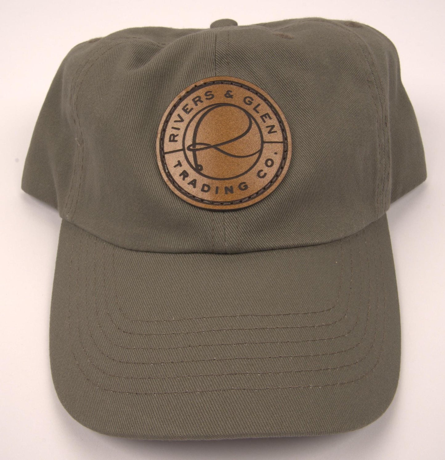 R&G Dad Hat Olive/Leather Patch Rivers and Glen Trading Co. Hats Olive /Leather Patch/14692 Headwear Rivers and Glen Trading Co