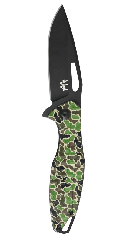 Williams RX Flipper Knife Williams Knife Woodland Camo/Black Knives Rivers and Glen Trading Co
