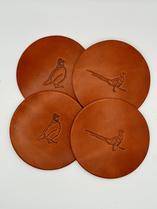 Woodley Co Leather Coaster Set- Upland Woodley Co Coaster Set Rivers and Glen Trading Co