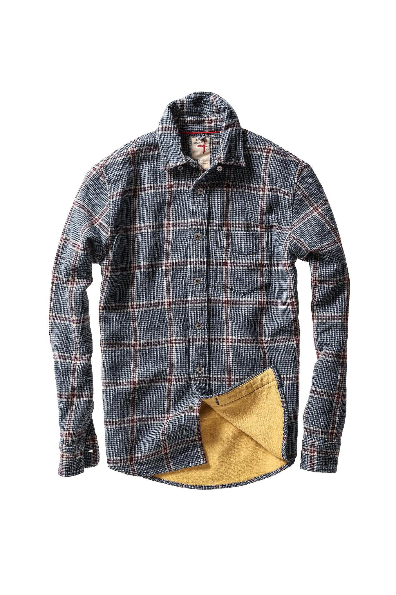 Relwen Chamois Lined Flannel Relwen Blue/Khaki/Red Explode Houndstooth / M Men's Long Sleeve Button Down Shirts Rivers and Glen Trading Co