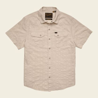 Howler Brothers H Bar B Snapshirt Howler Brothers Eyelet Stripe : Off White / L Men's Short Sleeve Button Down Shirts Rivers and Glen Trading Co
