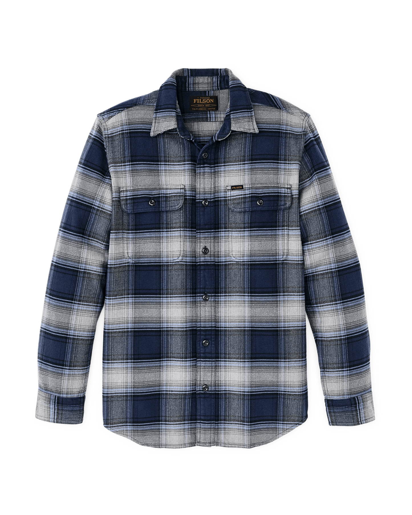 Filson Vintage Flannel Workshirt Filson Light Blue/Navy Plaid / XL Men's Long Sleeve Button Down Shirts Rivers and Glen Trading Co