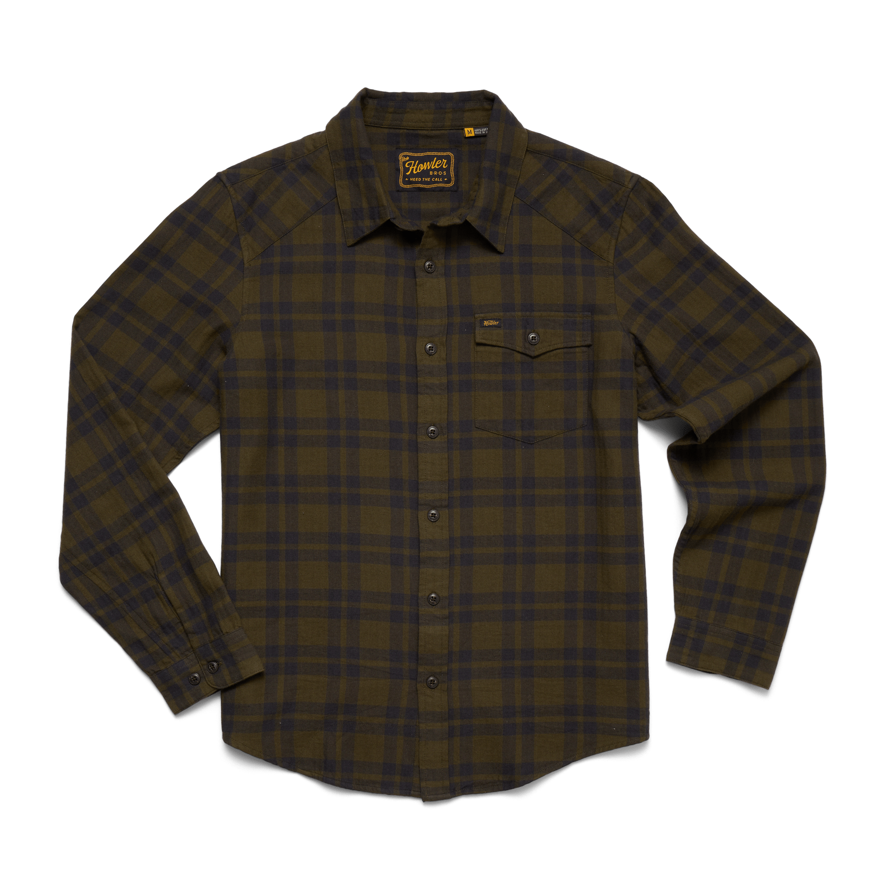 Howler Brothers La Grange Lightweight Flannel Howler Brothers Cohen Plaid: Dark Olive / XL Men's Long Sleeve Button Down Shirts Rivers and Glen Trading Co