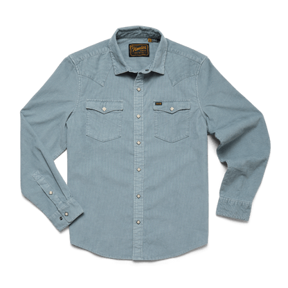 Howler Brothers Banning Corduroy Snapshirt Howler Brothers Iron Blue / L Men's Long Sleeve Button Down Shirts Rivers and Glen Trading Co