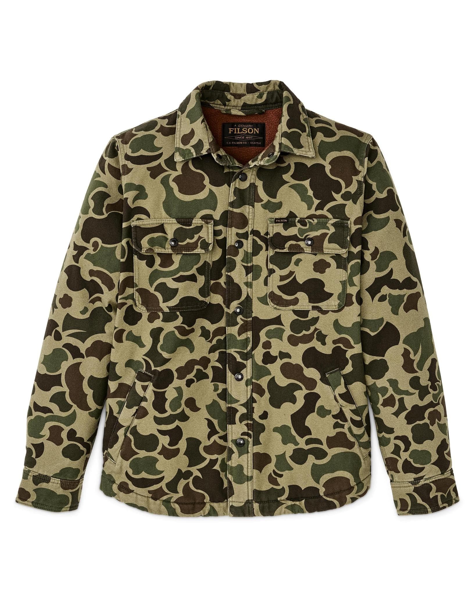 Filson Fleece Lined Jac-Shirt Filson Tundra Shrub Camo / M Men's Long Sleeve Button Down Shirts Rivers and Glen Trading Co