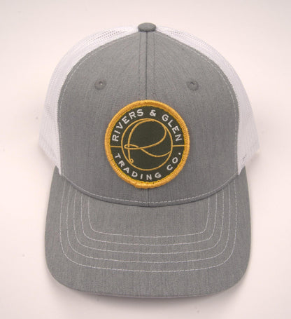 R&G Youth Trucker Hat Heather Grey/White Green Patch 112 Rivers & Glen Trading Co. Hats HeatherGrey/White/GreenPatch/112R Headwear Rivers and Glen Trading Co