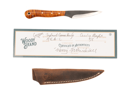 Woody Handmade Cutlery Upland Game Knife Woody Handmade Cutlery Curly Maple (3) Knives Rivers and Glen Trading Co