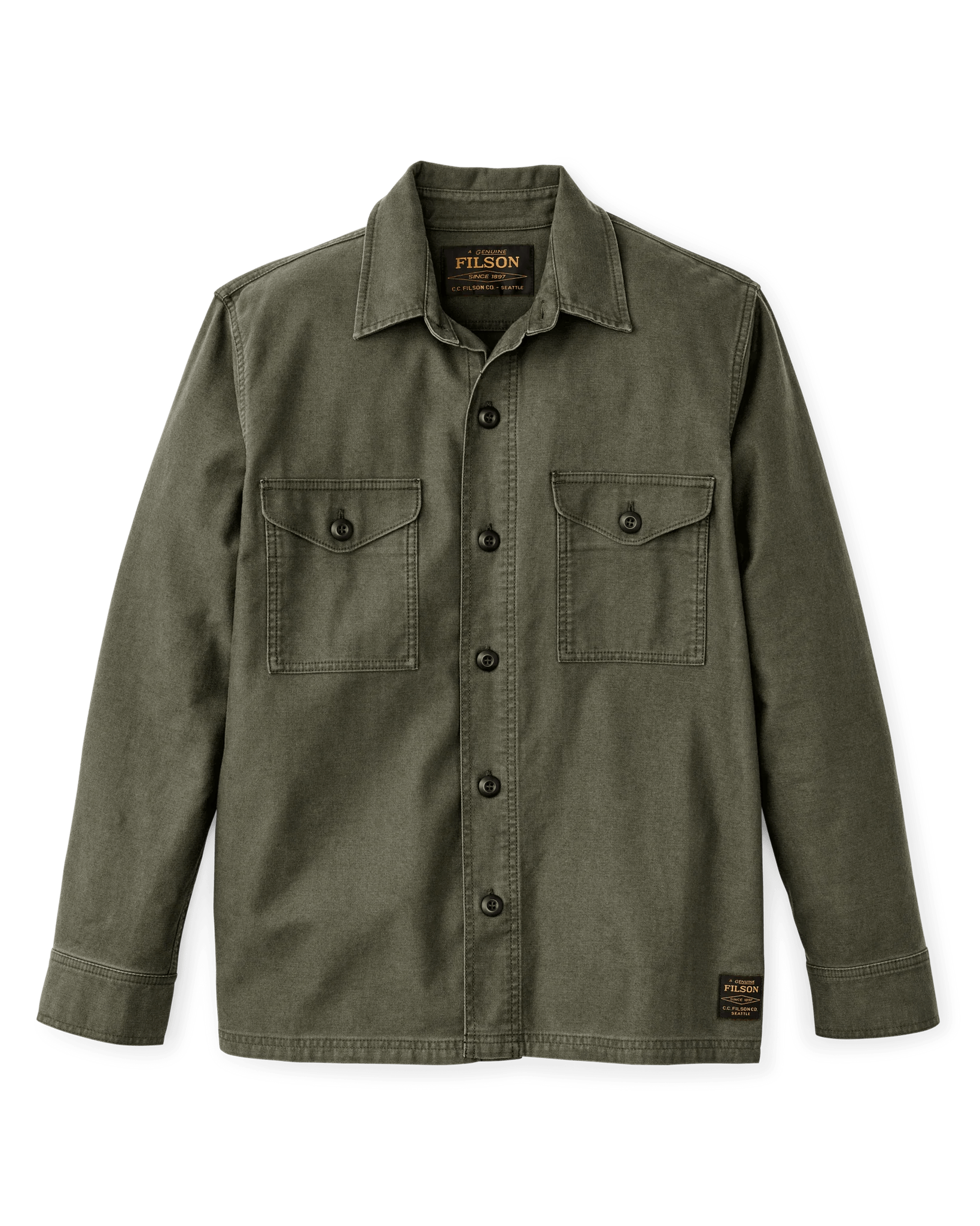 Filson Clarkston Jac-Shirt Filson Surplus Green / XXL Men's Long Sleeve Button Down Shirts Rivers and Glen Trading Co
