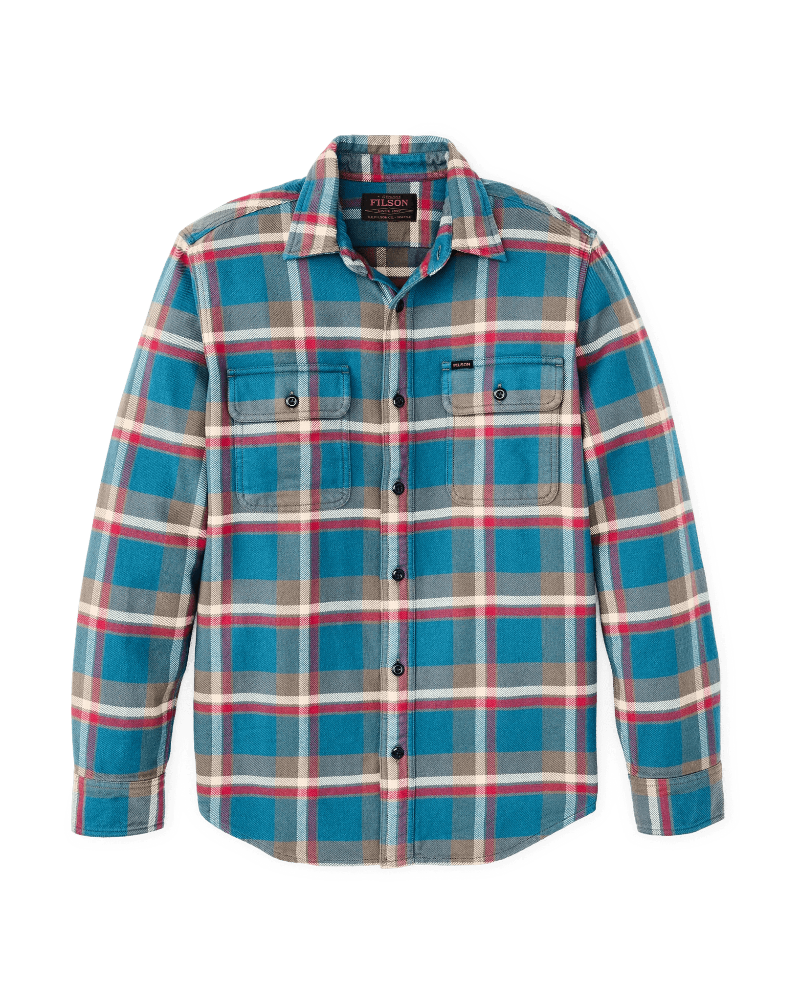 Filson Vintage Flannel Workshirt Filson Blue Multicolor Plaid / XL Men's Long Sleeve Button Down Shirts Rivers and Glen Trading Co