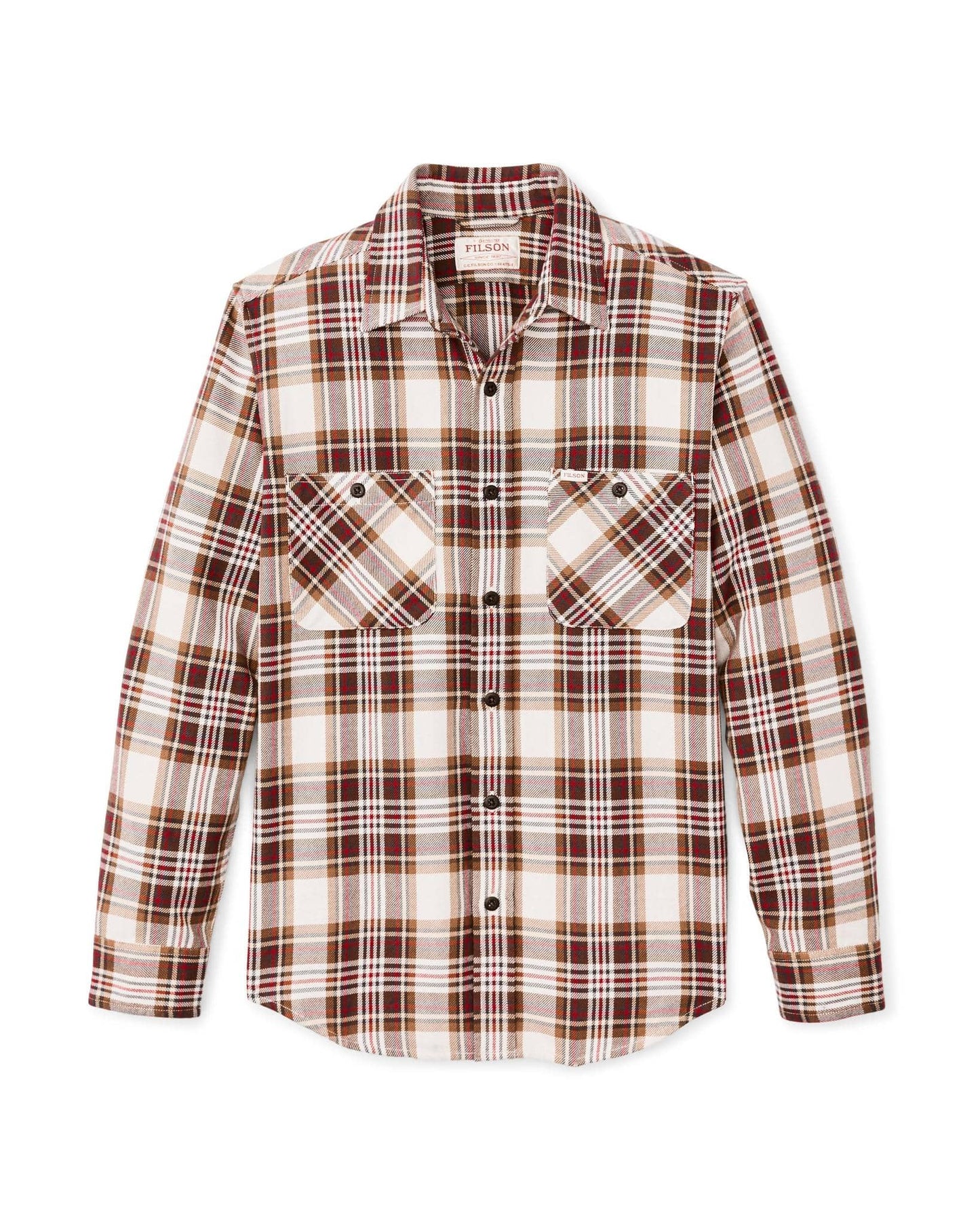 Filson Rangeland Flannel Shirt Filson Red/Brown/Cream Plaid / XL Men's Long Sleeve Button Down Shirts Rivers and Glen Trading Co
