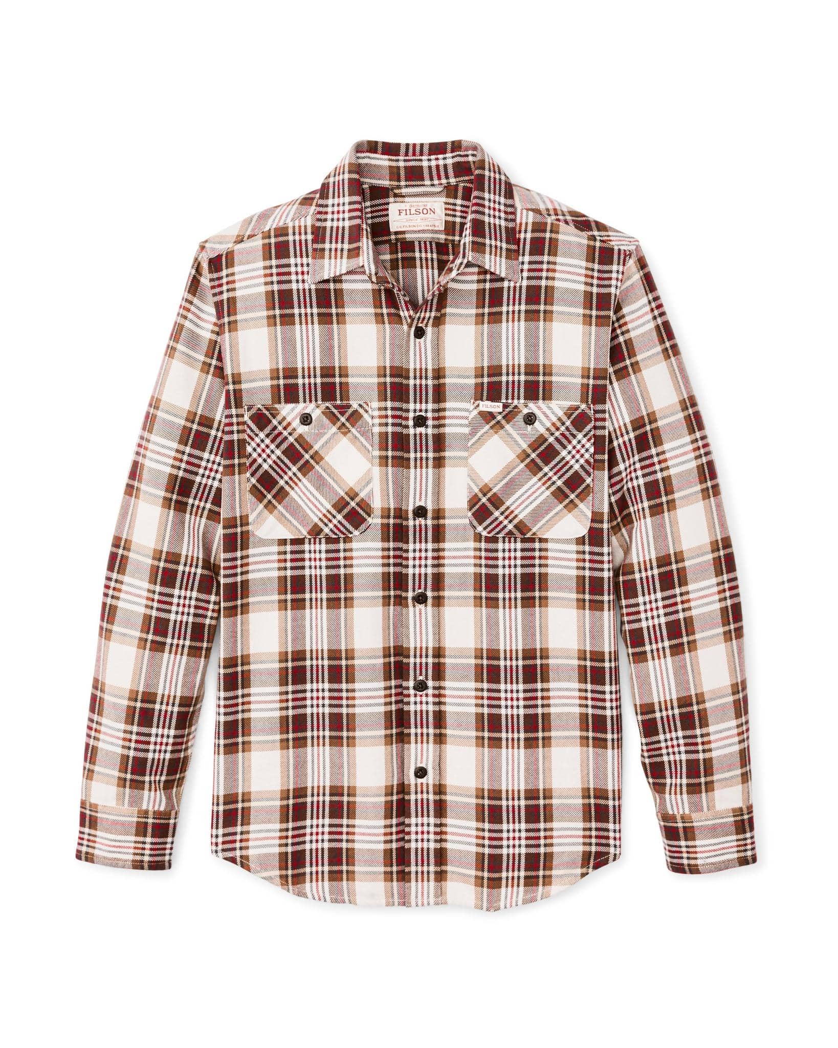 Filson Rangeland Flannel Shirt Filson Red/Brown/Cream Plaid / XL Men's Long Sleeve Button Down Shirts Rivers and Glen Trading Co