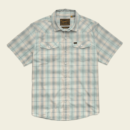 Howler Brothers H Bar B Snapshirt Howler Brothers Prairie Plaid : Seafoam / XL Men's Short Sleeve Button Down Shirts Rivers and Glen Trading Co