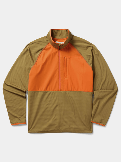 Duck Camp Men's Lightweight Grid Tech Fleece 1/2 Zip Duck Camp Wheat/Blaze / XXL Men's Pullovers Rivers and Glen Trading Co