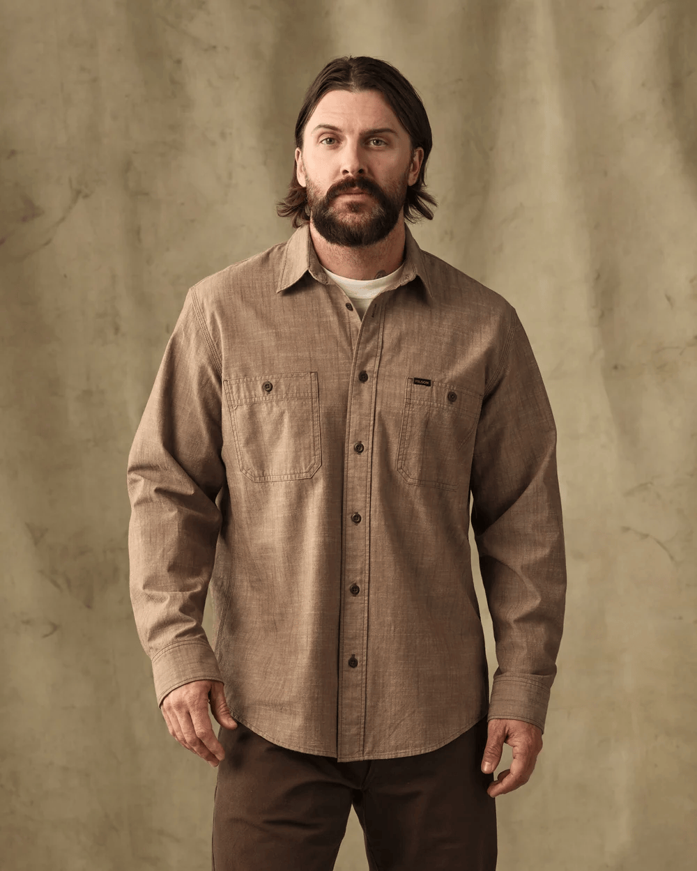Filson Chambray CPO Shirt Filson Men's Long Sleeve Button Down Shirts Rivers and Glen Trading Co