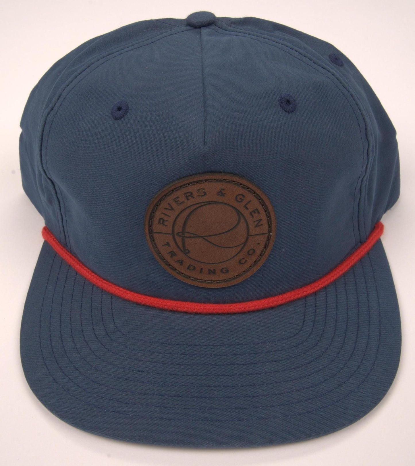 R&G Rope Hat Navy/Red Leather Patch 256 Rivers & Glen Trading Co. Hats Navy/Red/LeatherPatch/256 Headwear Rivers and Glen Trading Co