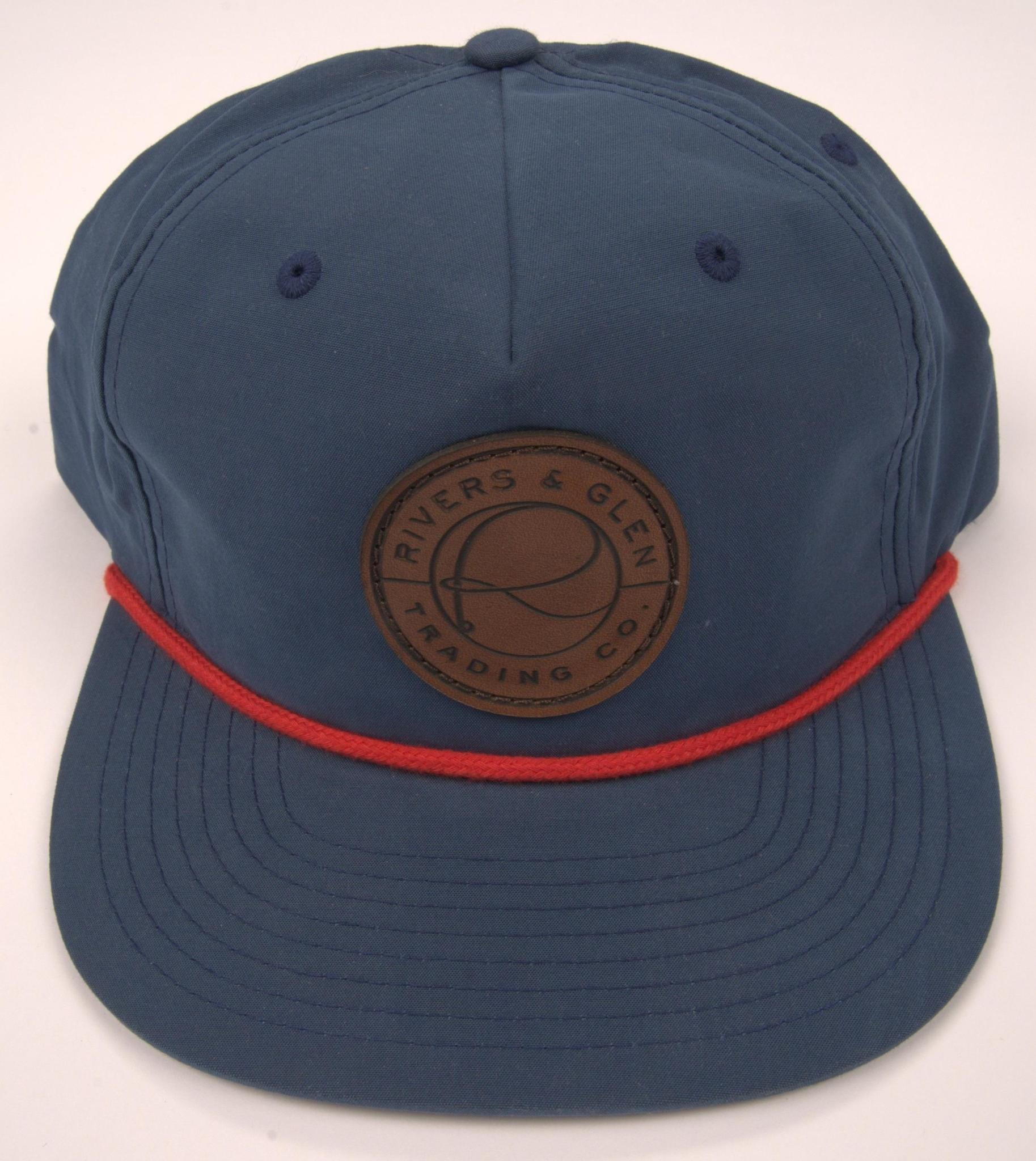 R&G Rope Hat Navy/Red Leather Patch 256 Rivers & Glen Trading Co. Hats Navy/Red/LeatherPatch/256 Headwear Rivers and Glen Trading Co