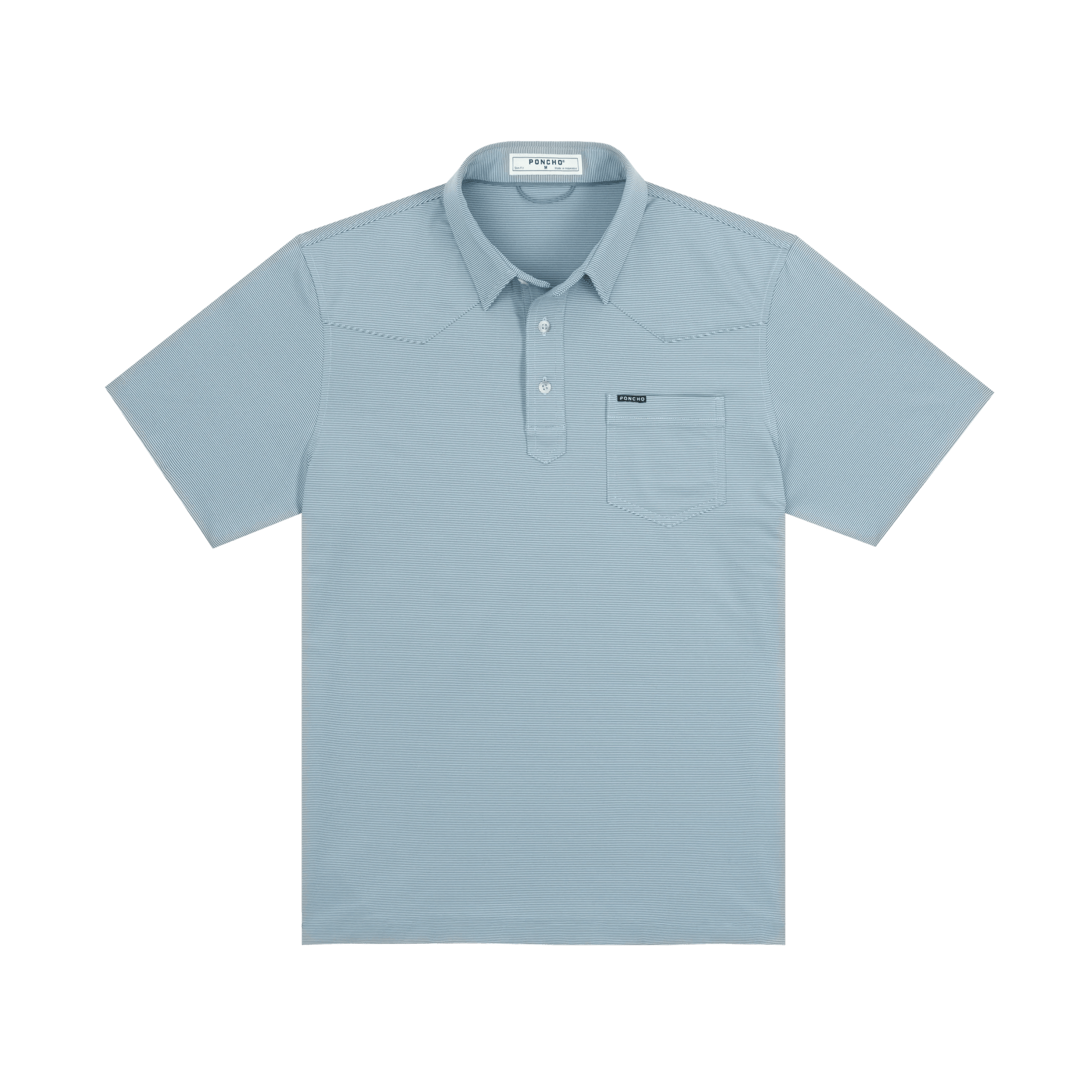 Poncho The Wide Open Poncho Blue And Washed Blue Stripe / XL Men's Polo Rivers and Glen Trading Co