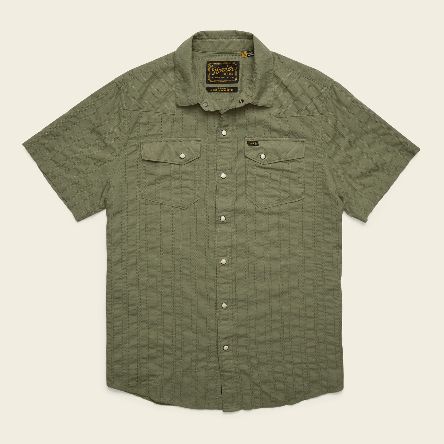 Howler Brothers H Bar B Snapshirt Howler Brothers Eyelet Stripe : Cadet / XL Men's Short Sleeve Button Down Shirts Rivers and Glen Trading Co