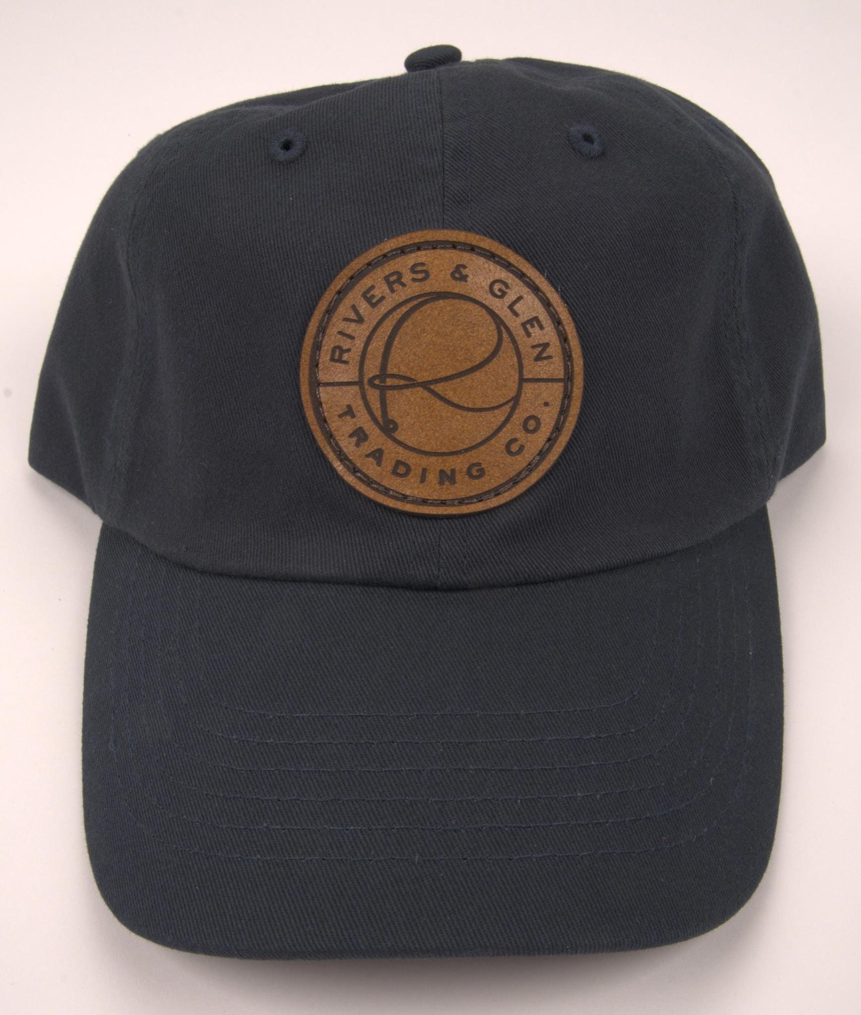 R&G Dad Hat Navy/Leather Patch Rivers & Glen Trading Co. Hats Navy/LeatherPatch Headwear Rivers and Glen Trading Co