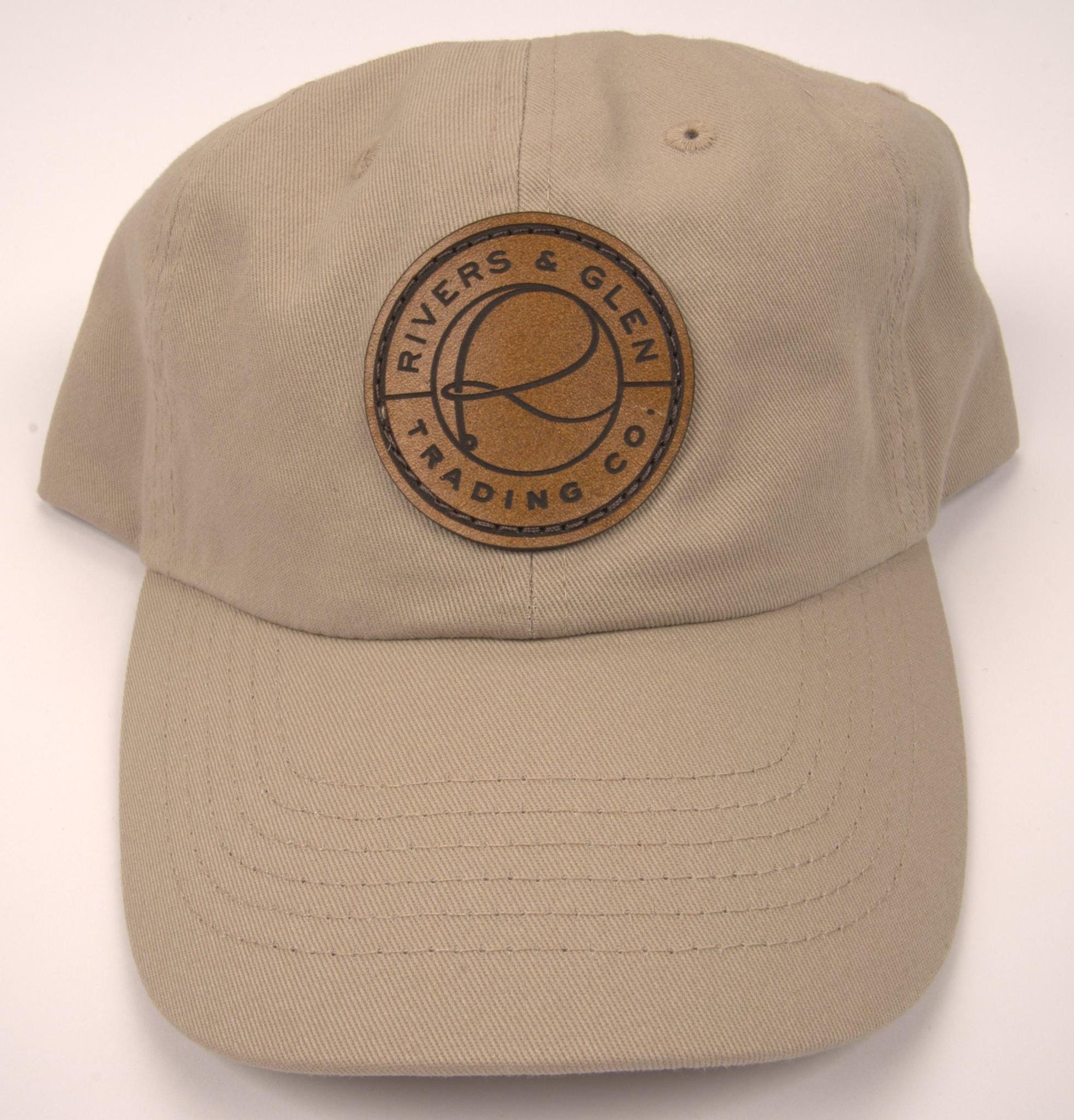 R&G Dad Hat Khaki/Leather Patch Rivers & Glen Trading Co. Hats Khaki/Leather Patch/14227 Headwear Rivers and Glen Trading Co