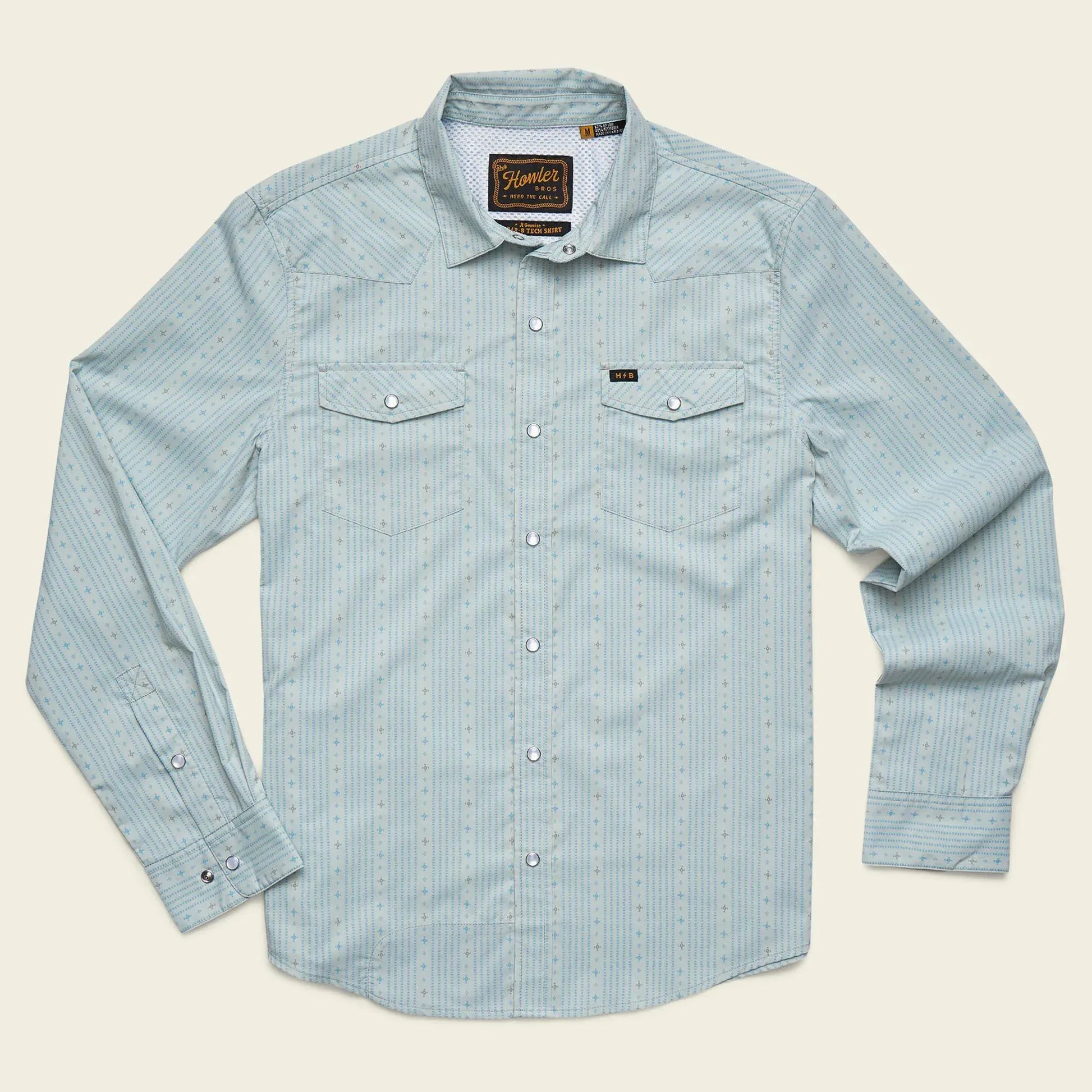 Howler Brothers H Bar B Tech Longsleeve Howler Brothers Supernova Stripe : Ash Blue / L Men's Long Sleeve Button Down Shirts Rivers and Glen Trading Co