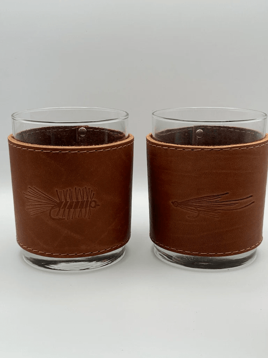 Woodley Co Rocks Glasses- Flies Woodley Co Set of 4 Flies Glassware Rivers and Glen Trading Co