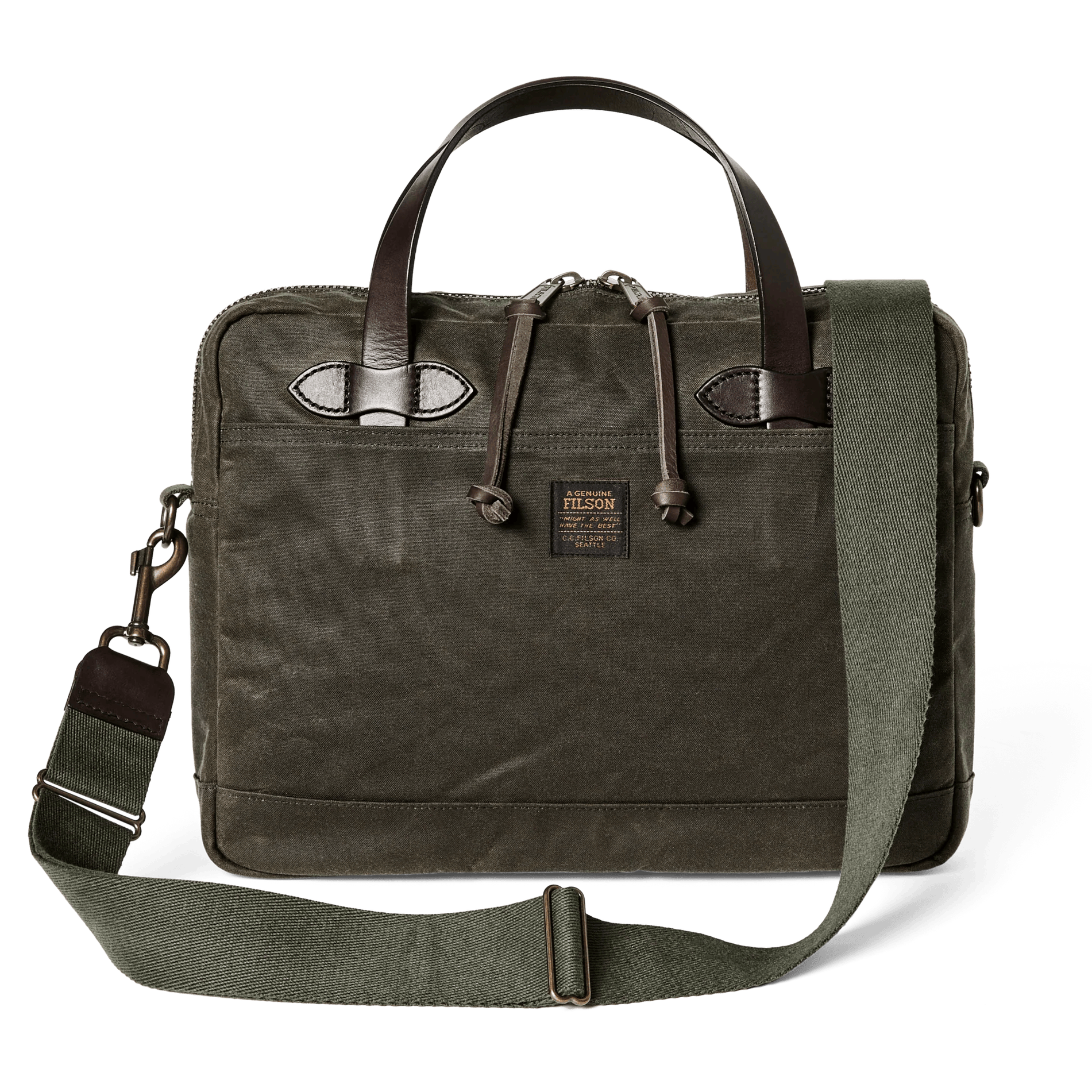 Filson Tin Cloth Compact Briefcase Filson Otter Green Luggage Rivers and Glen Trading Co
